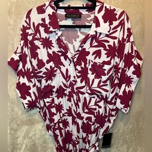 ELOQUII Cuffed Romper pink/ burgundy print * New Never Worn Before
